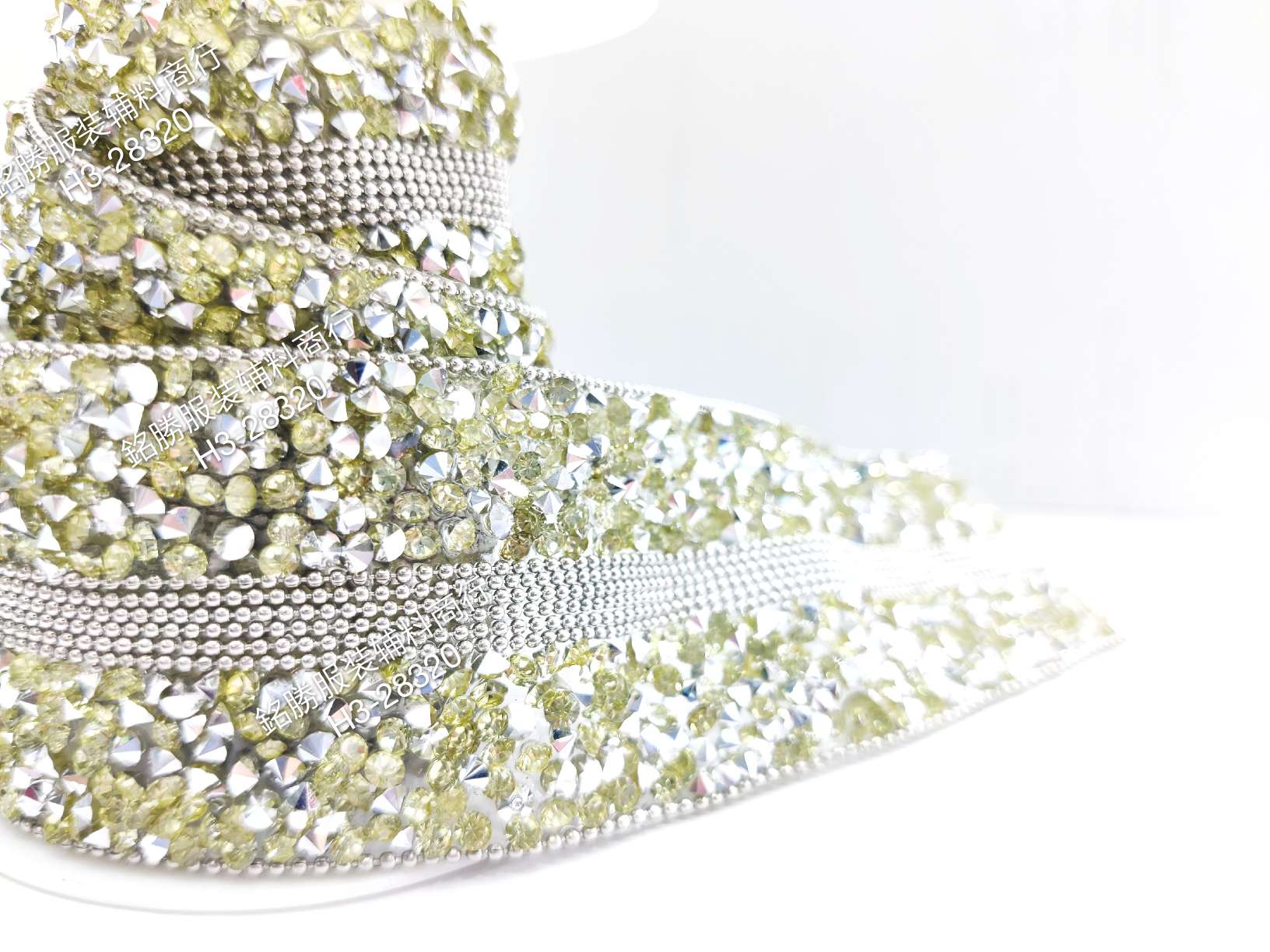 Rhinestone Glass Crystal Chain Resin Light Yellow Handmade Diy Code Chain Specification drawing