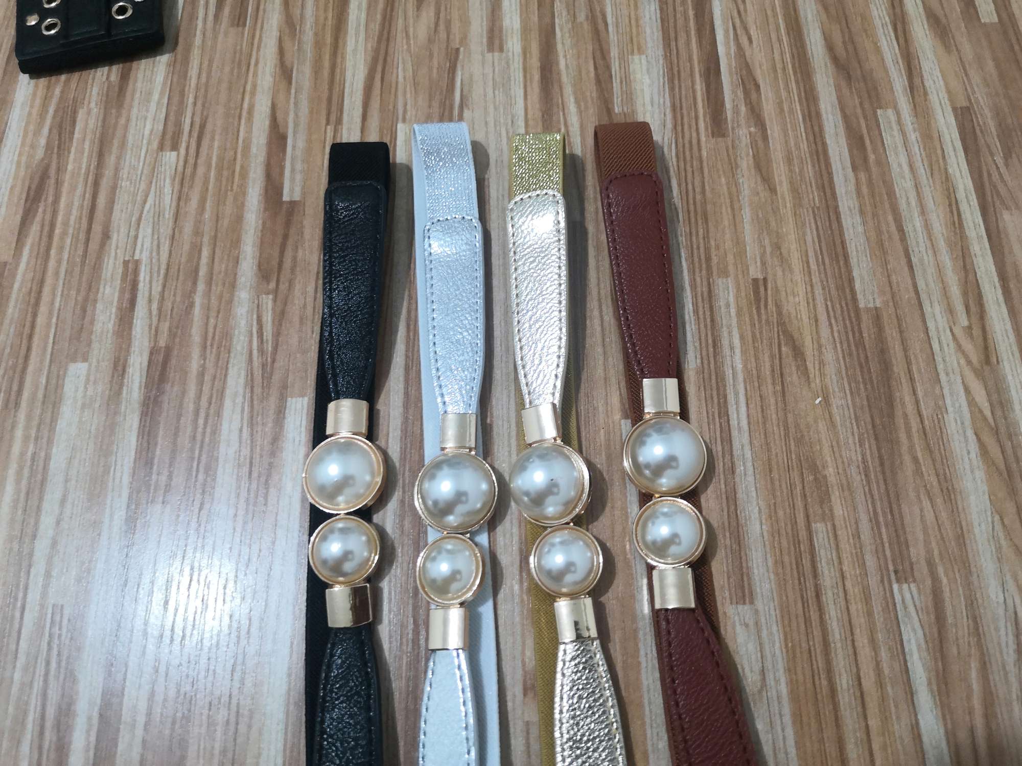 In Stock Fashion Elastic Belt Pearls details Picture