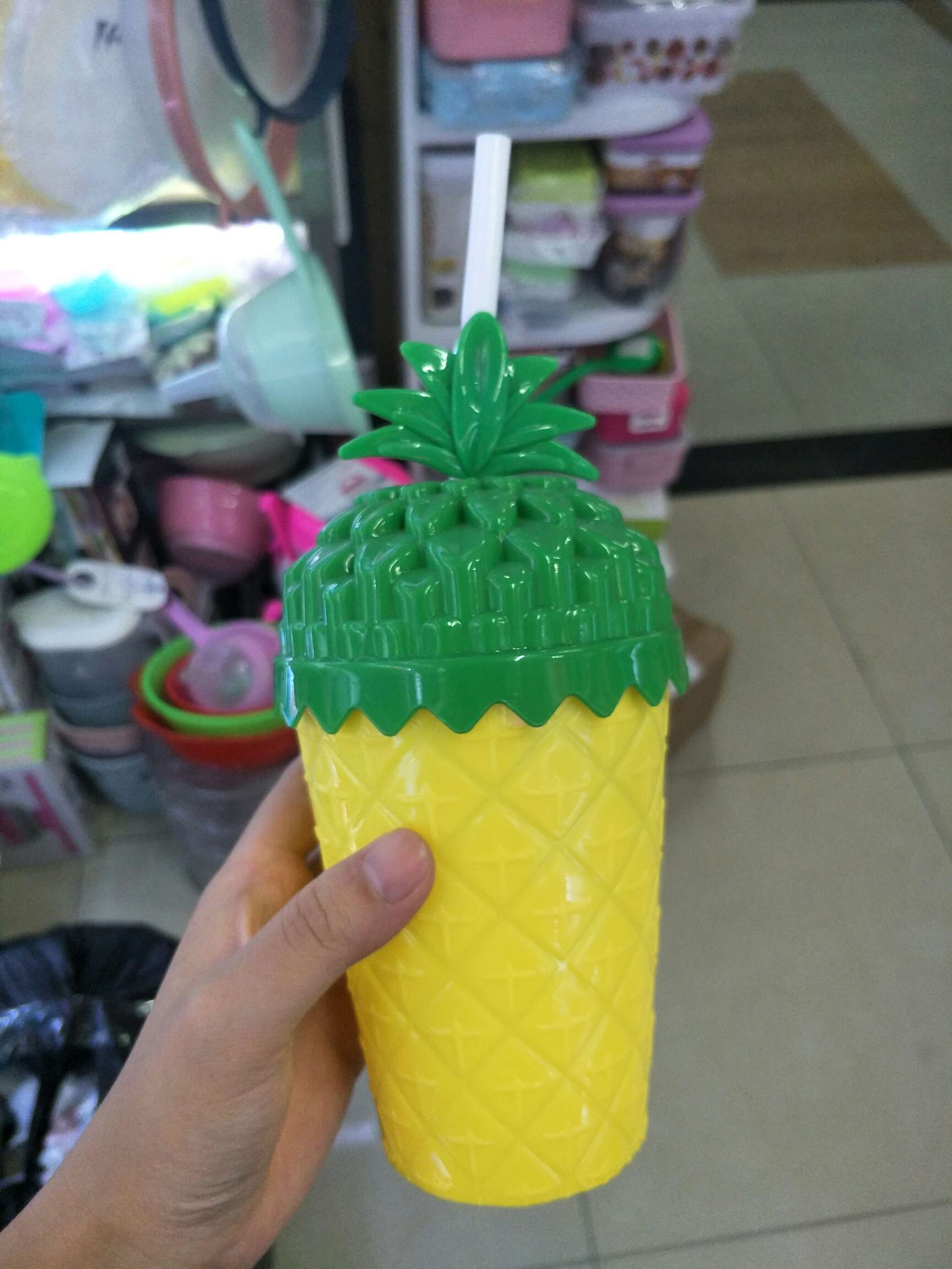 菠萝杯水杯带吸管