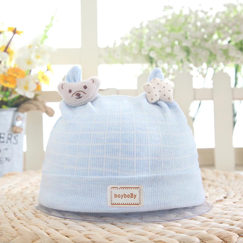 新生婴儿帽子纯棉春秋初生男女宝宝幼儿帽夏季薄款白底实物图