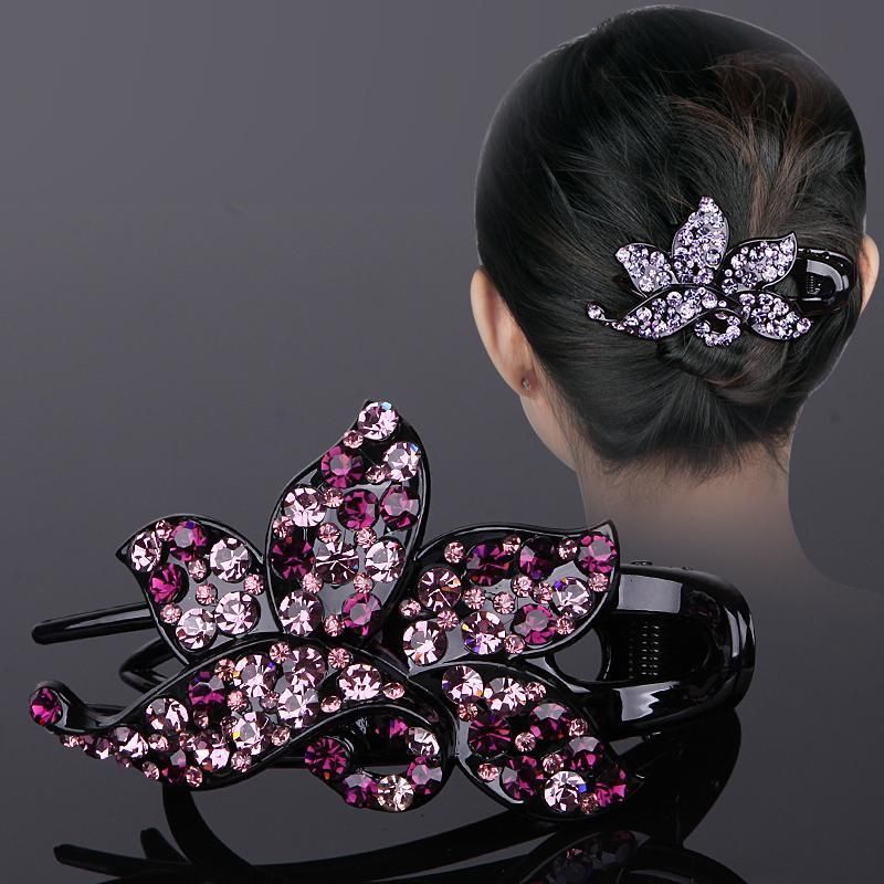 large duck mouth clip hair ponytail clip manual set diamond thumbnail