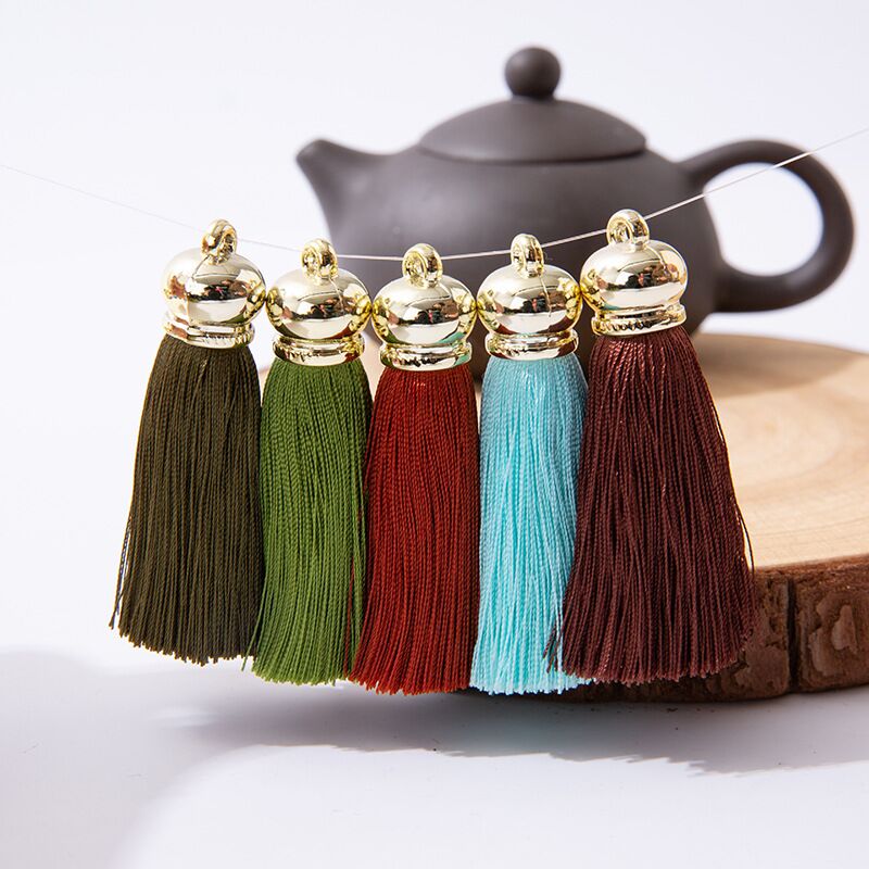 6cm人造丝金帽流苏穗子服装辅料外贸爆款耳环配件厂家直销详情图6