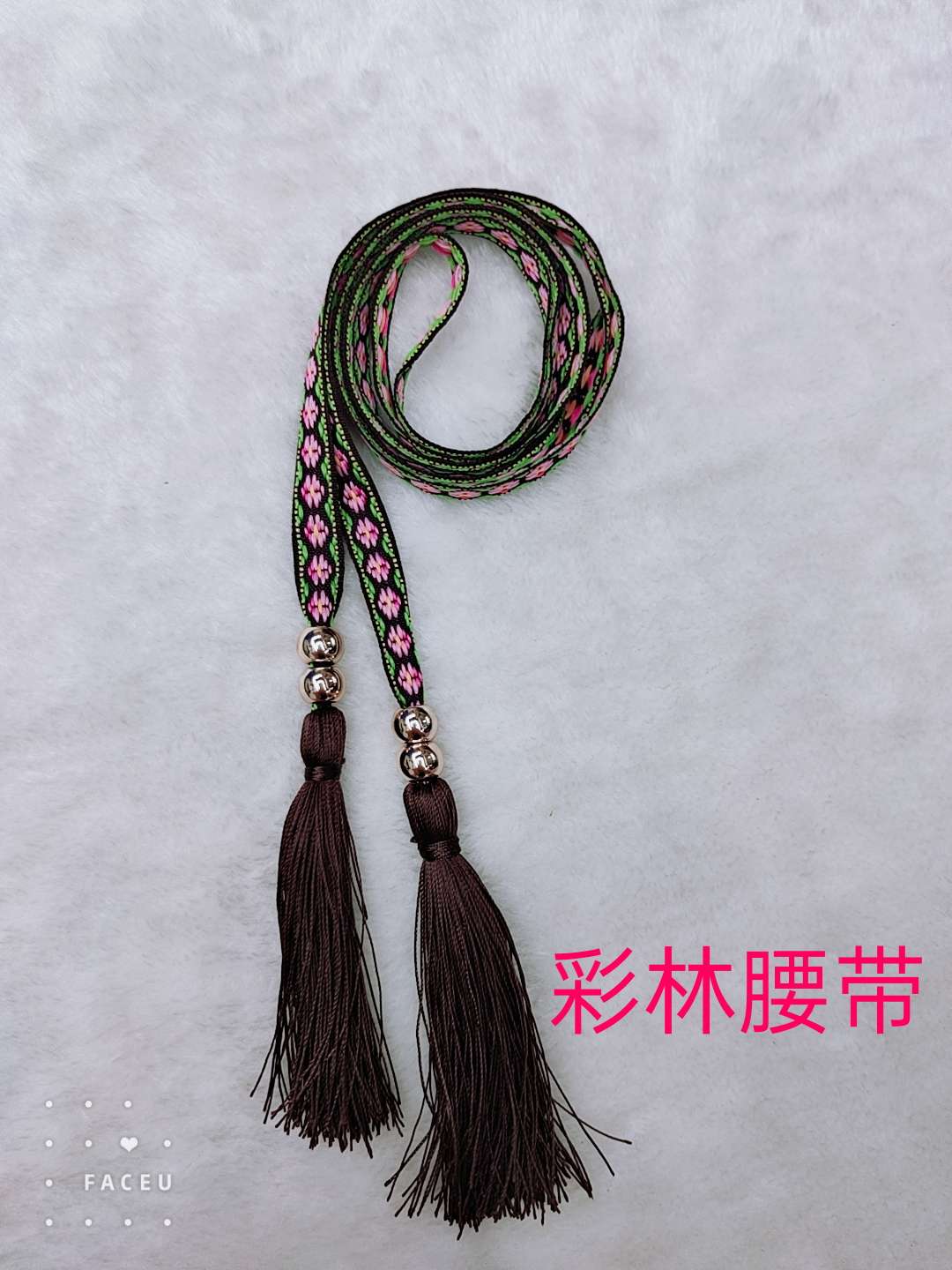 百搭细款流苏印花腰带产品图
