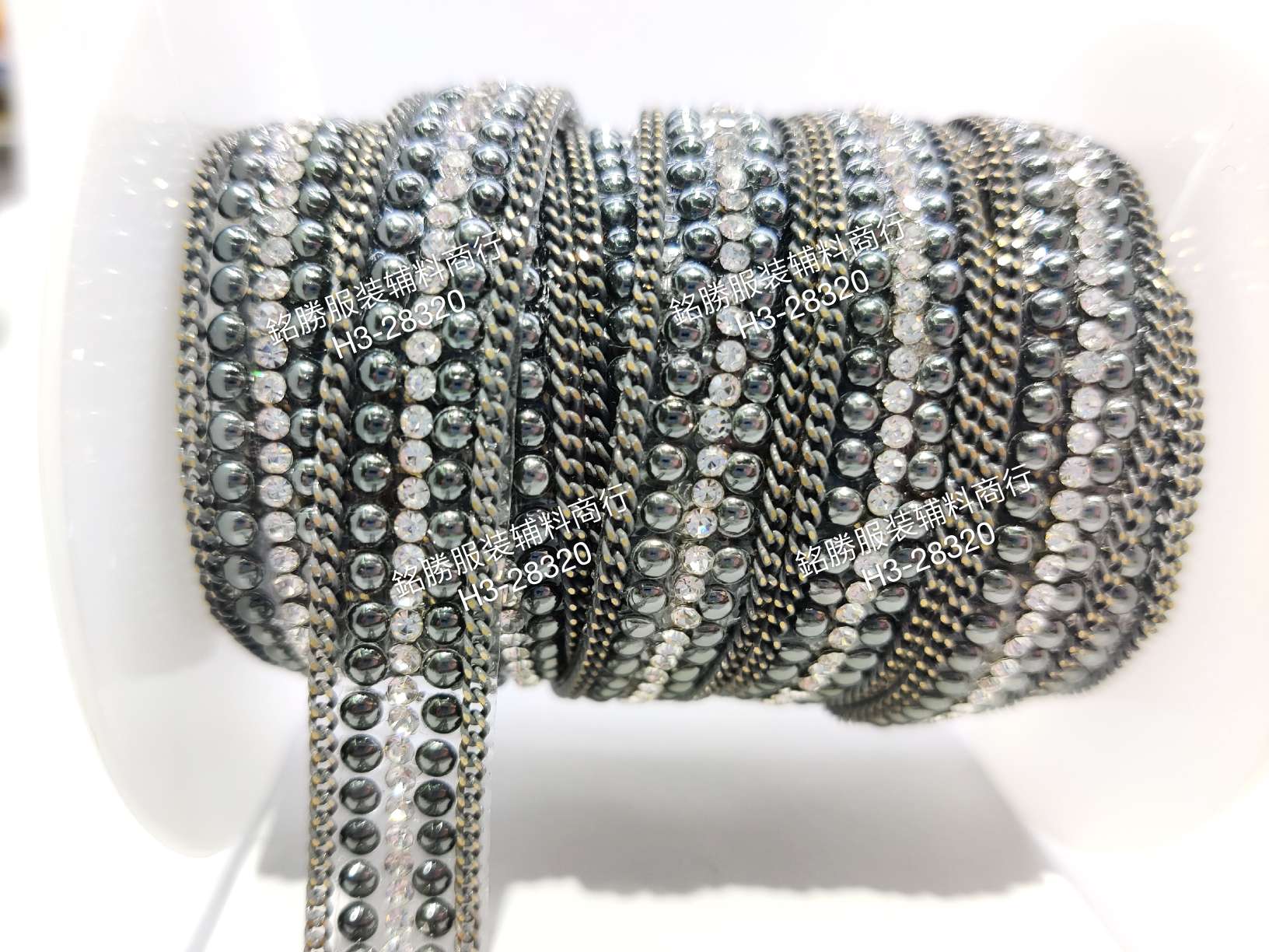 Rhinestone Glass Crystal Ore Grey Ceramic Handmade Diy Code Chain details Picture