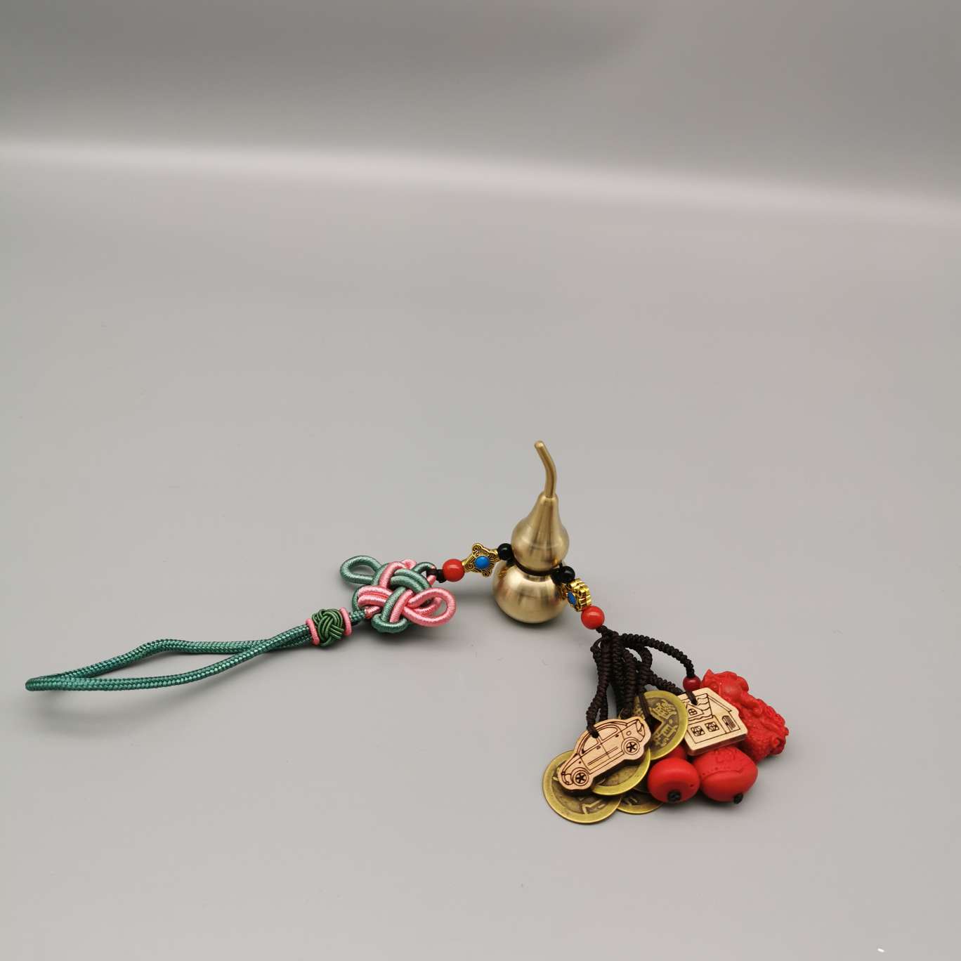 Zhonggong craft pendants: Copper gourds cannot be opened on the Five Emperors coins. Car pendants: Multi-treasure decorations for houses and cars Specification image