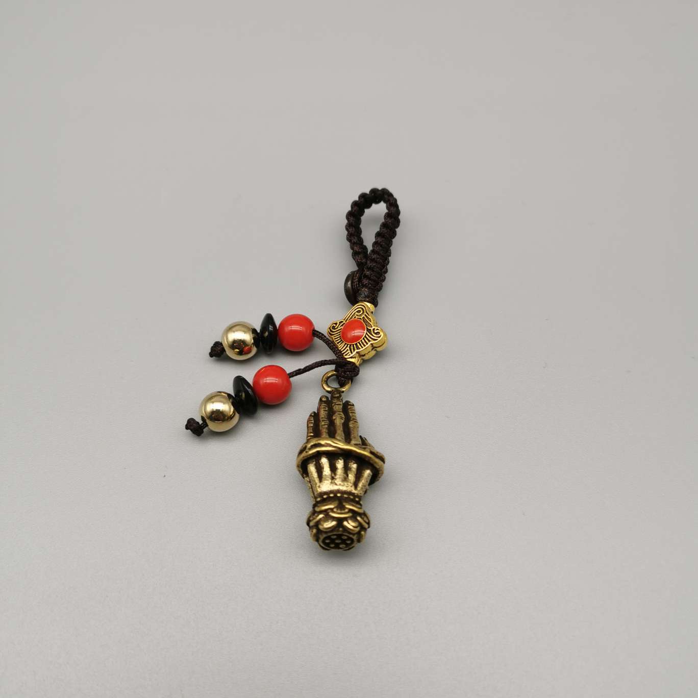 Copper keychain, copper monkey axe, God of Wealth, antelope, elephant, qilin, sika deer, coiled dragon God, Buddha's hand details Picture