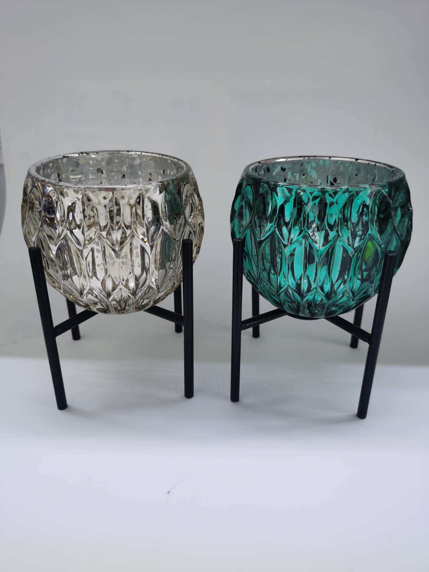 Electroplated glass iron flower pot, candle holder