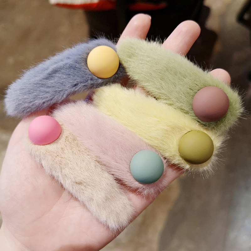 Children's hair clips, Korean hair accessories, plush hair clips, candy beans, girls' bb clips, bangs, simple headwear clips, top clips