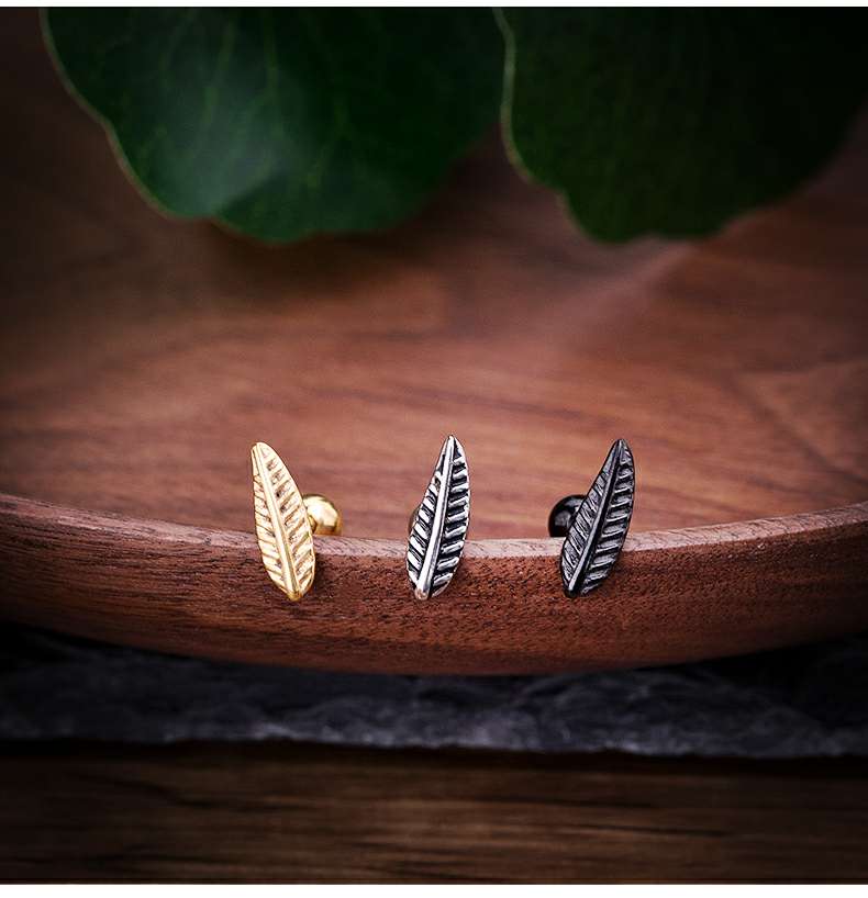 Changsheng Jewelry offers wholesale of fashionable leaf titanium steel ear studs and small earrings
