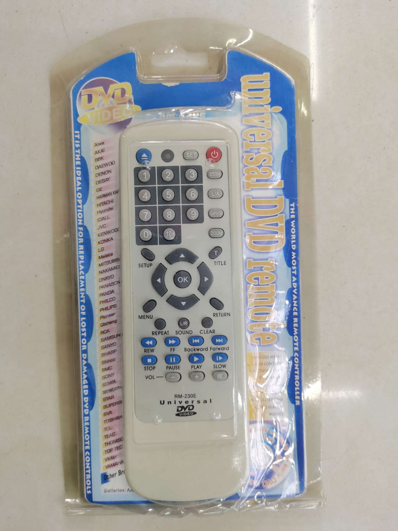 DVD universal remote control