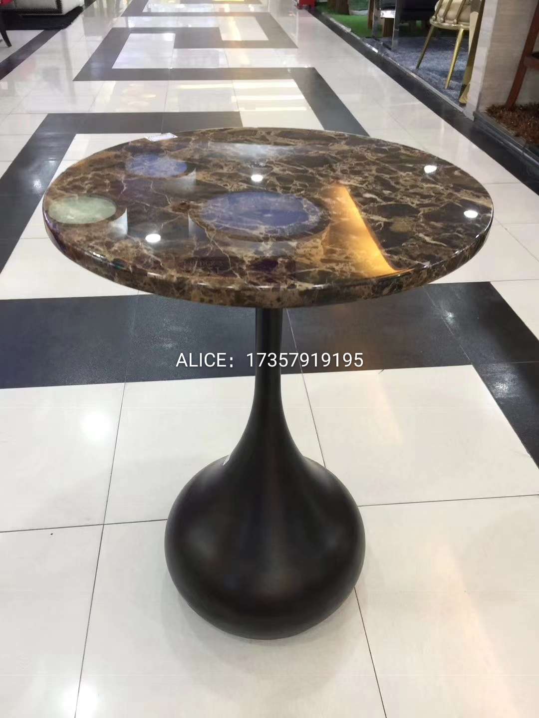 星辰大理石茶几玻璃茶几网红茶几流行轻奢茶几不锈钢茶几轻奢茶几圆桌方桌高档茶几详情图6