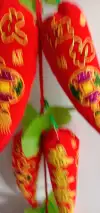 A pair of golden powder color-printed "Congratulations and Prosperity" chili skewers, festive wedding and festival supplies, factory direct sales, sample customization, moving into a new home Specification image