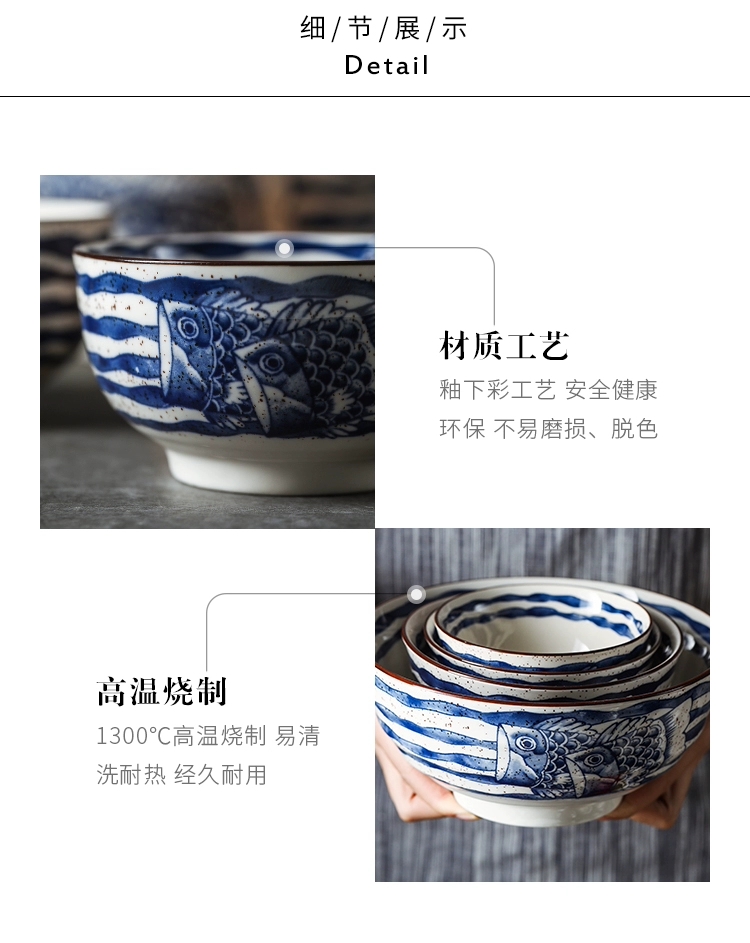 日式陶瓷创意餐盘7寸  陶瓷复古鱼图案餐具详情图8
