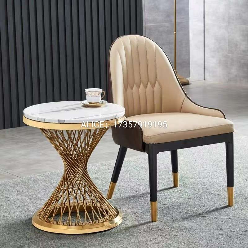 边几/茶桌/茶台/洞石茶几/圆桌白底实物图