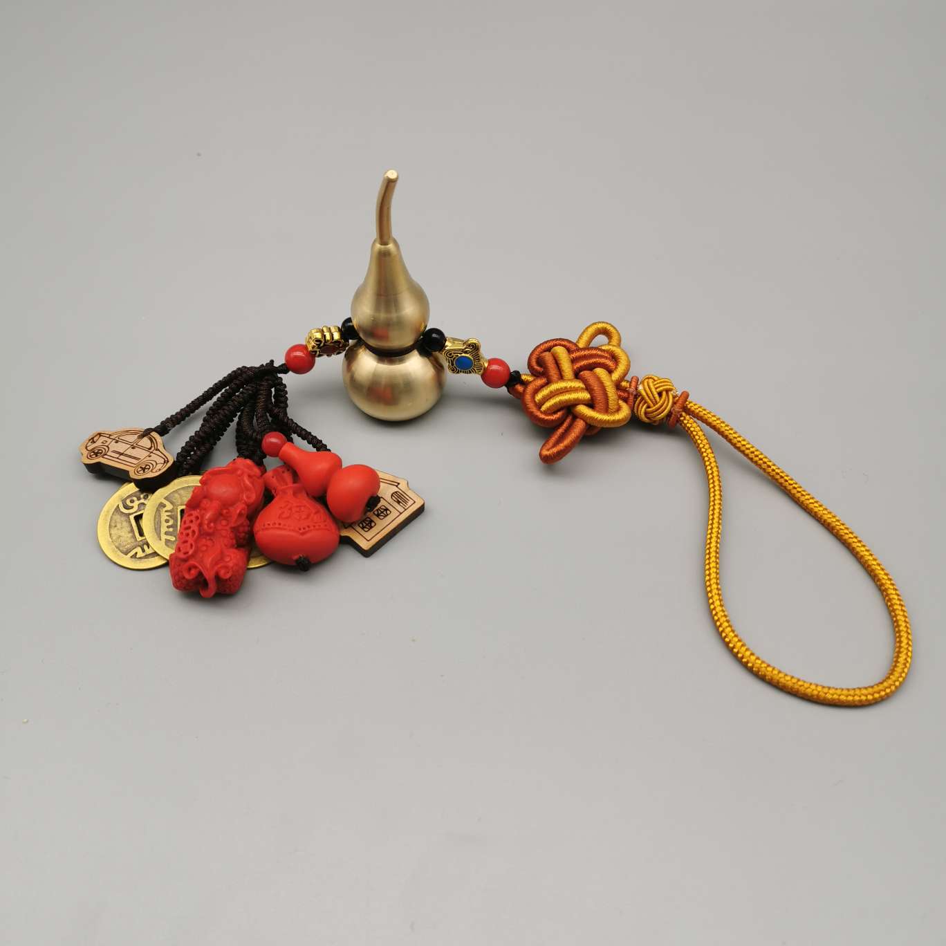 Zhonggong craft pendants: Copper gourds cannot be opened on the Five Emperors coins. Car pendants: Multi-treasure decorations for houses and cars details Picture