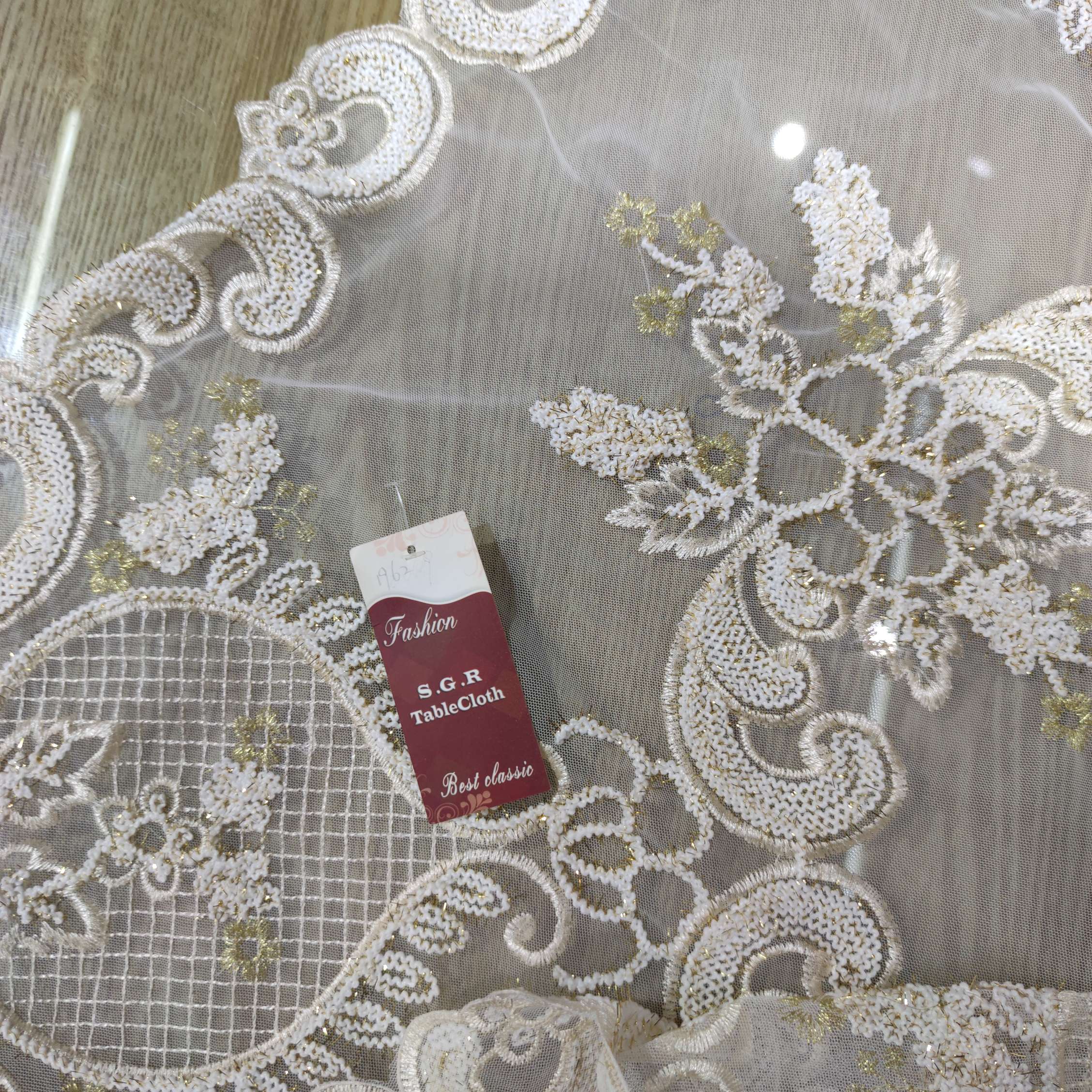 【S.G.R】2020 new tablecloth, table flag, throw pillow, wavy pipa craftsmanship, embroidered white details Picture