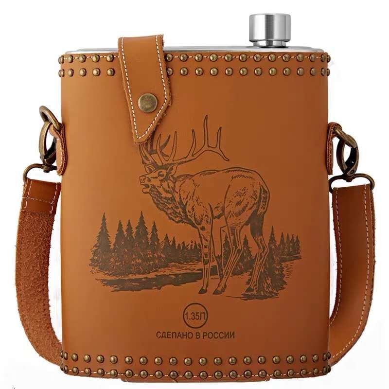 48 oz nail leather holster flask