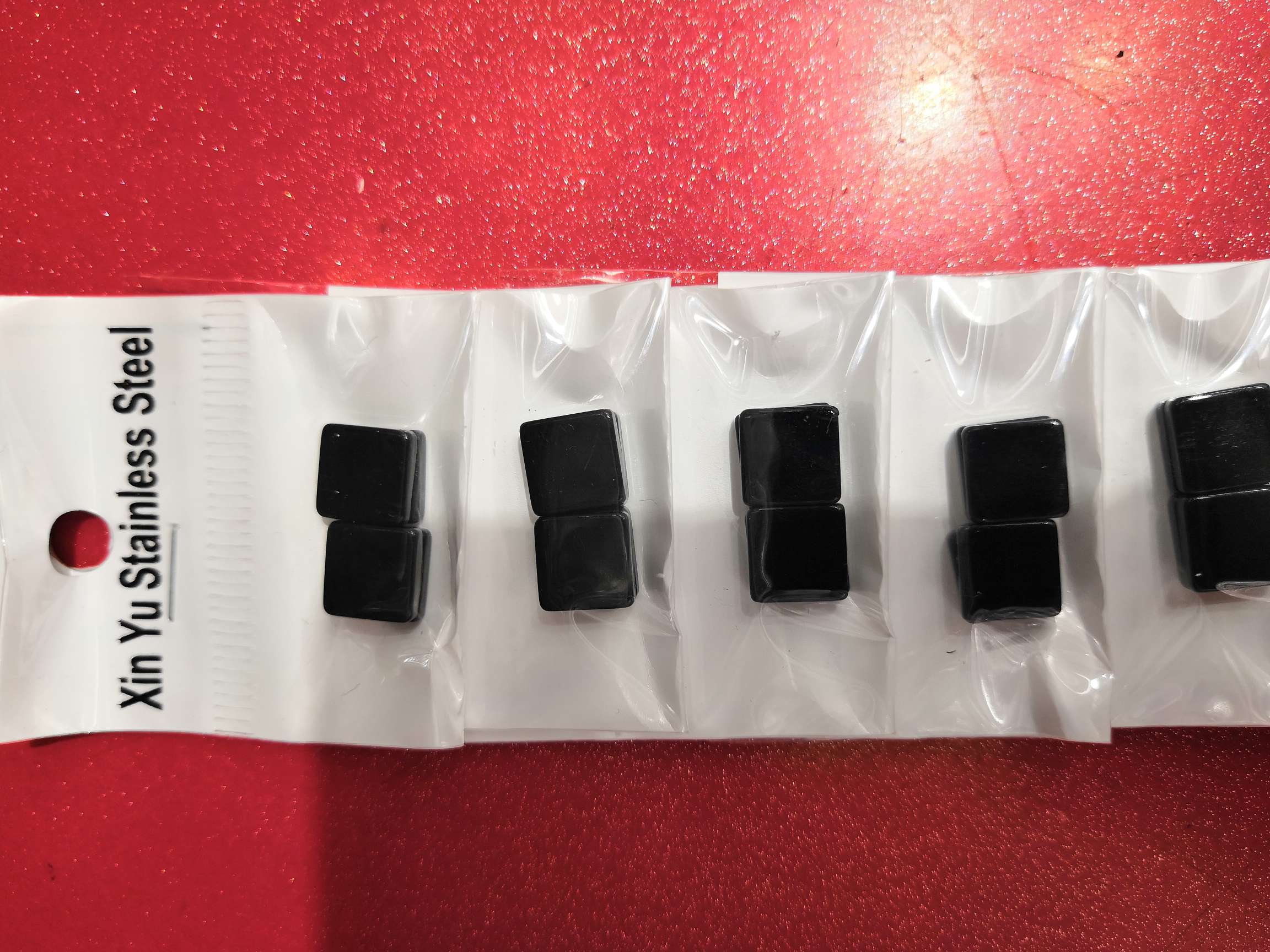 Double-sided square iron suction ear studs details Picture
