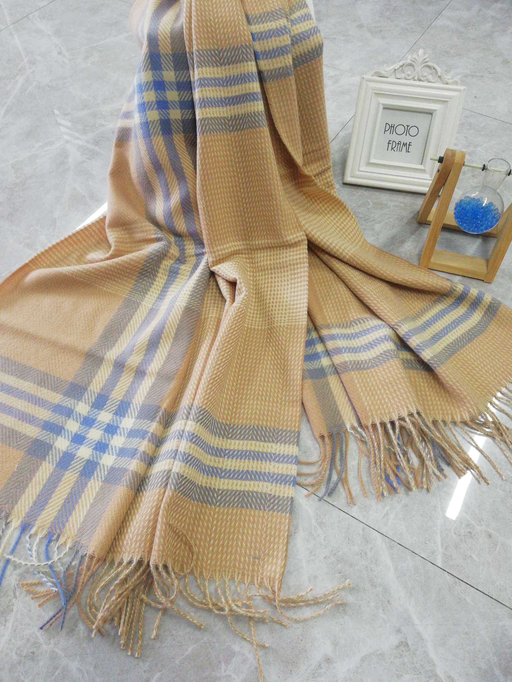 Winter neck shawl dual British style herringbone cross color tassel thumbnail