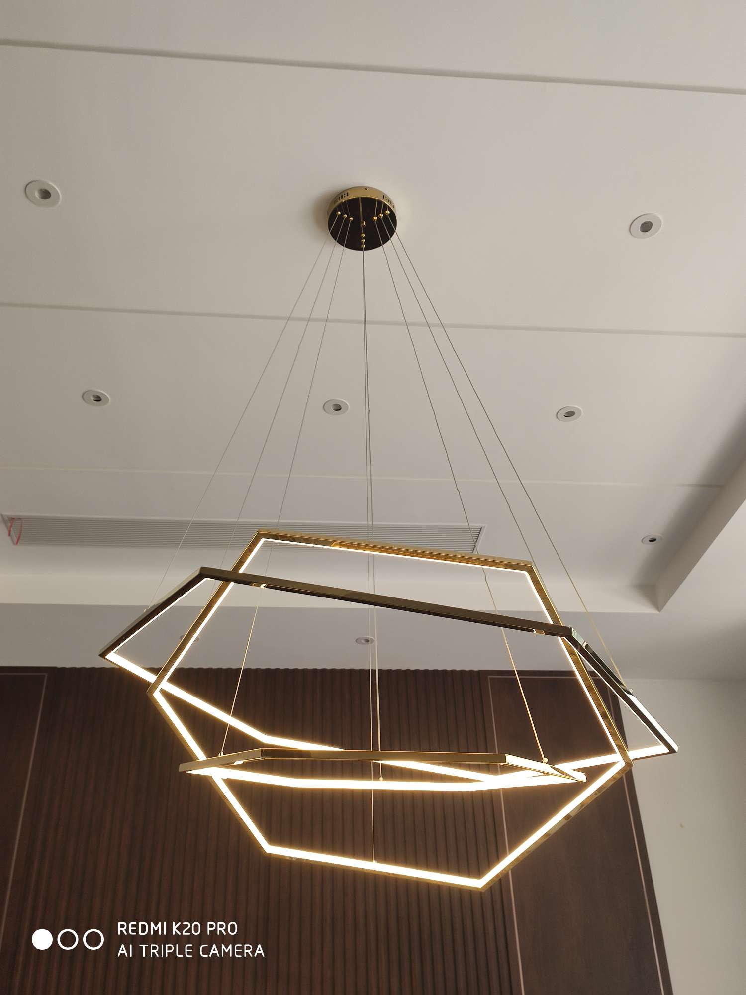 Diamond-shaped living room chandelier