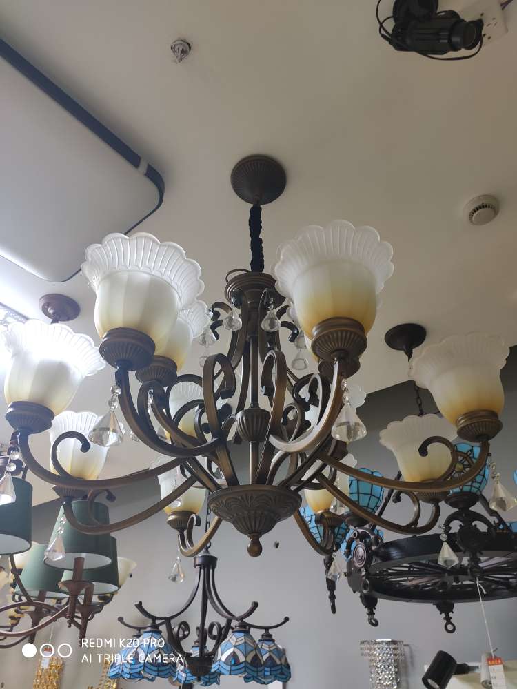 A living room lamp with a national trend style decorated calendula pendant lamp