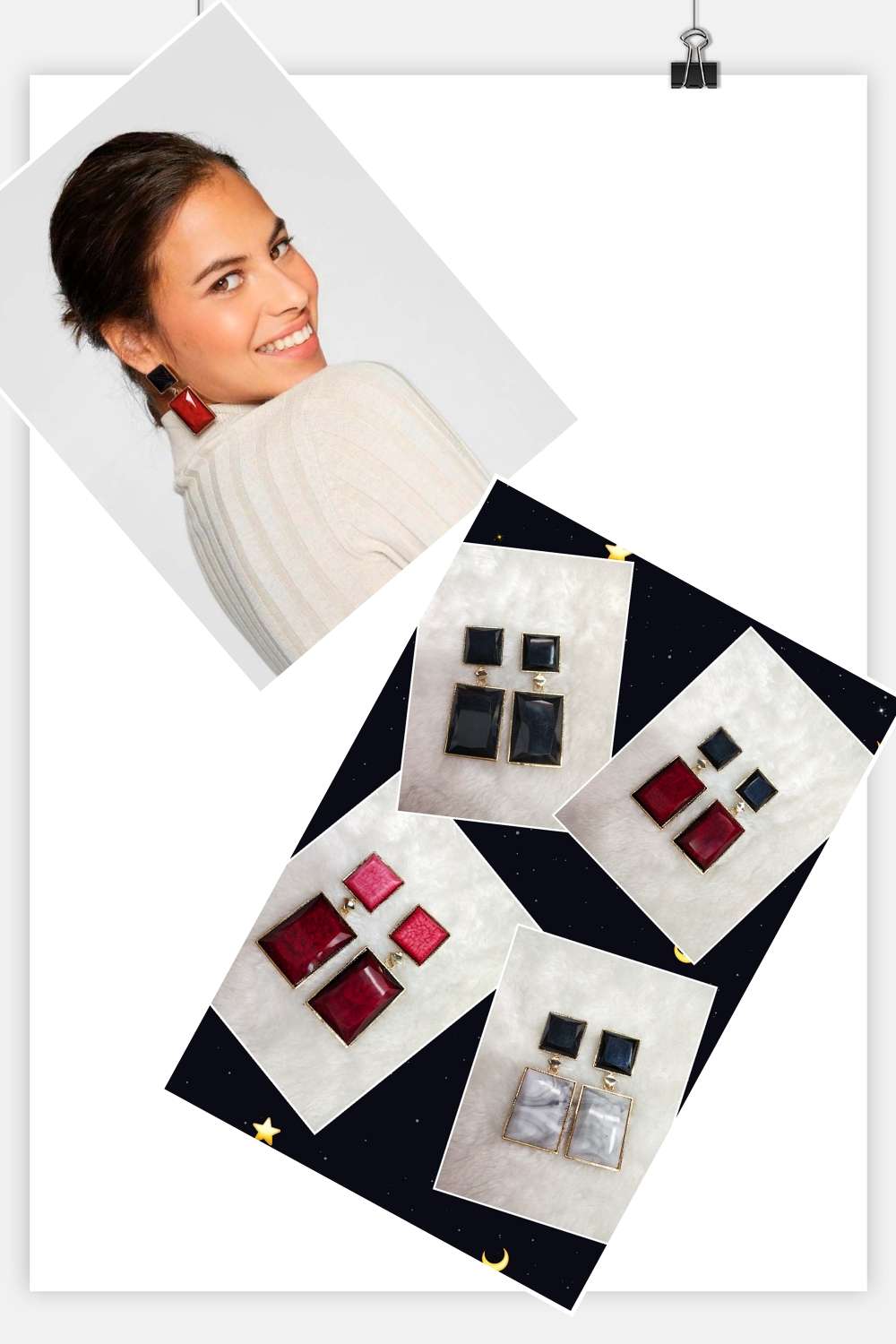 Europe, Japan and South Korea air simple wind earring products personality geometric resin earrings thumbnail