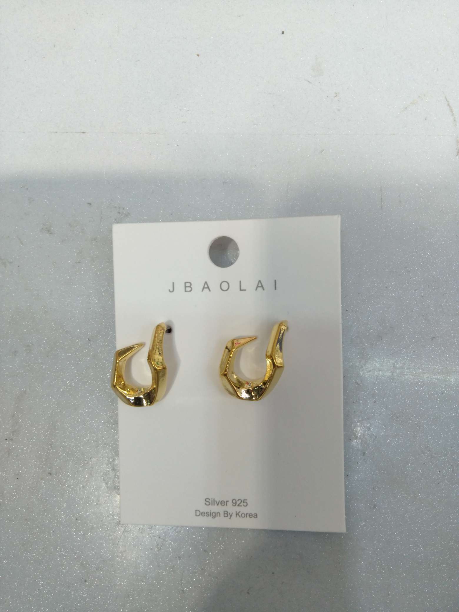 Copper irregular chain earrings with real gold and silver needle thumbnail