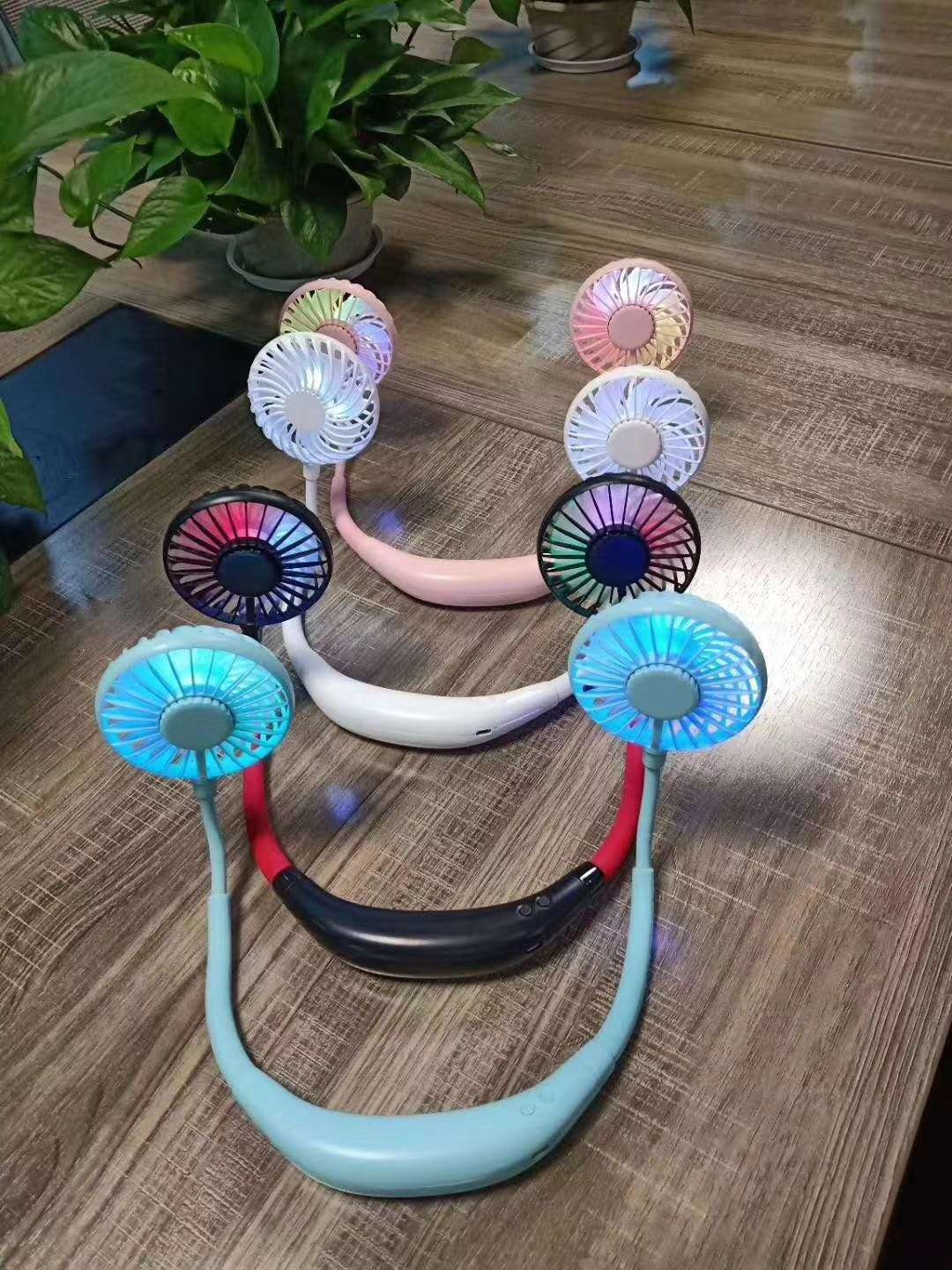 USB挂脖子风扇懒人小型电风扇学生宿舍便携式迷你静音风力大随身手持办公室桌上桌面床上家用厨房充电电扇