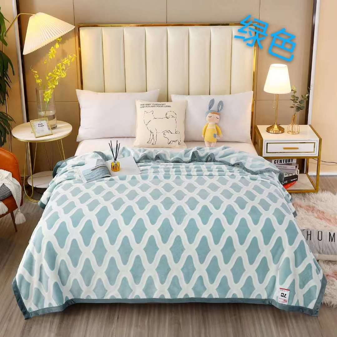 2020 Autumn/Winter New Plain Jacquard Cationic Single And Double Human Falai Fleece Blanket! Item Picture