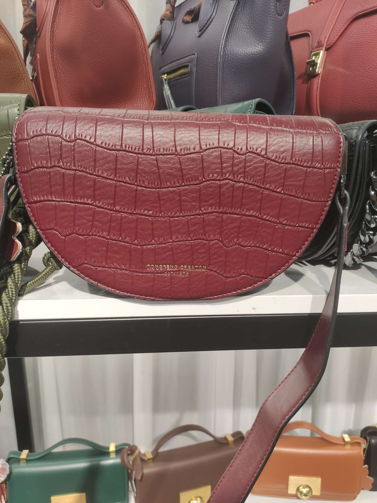 Striped Red Semicircle Bag