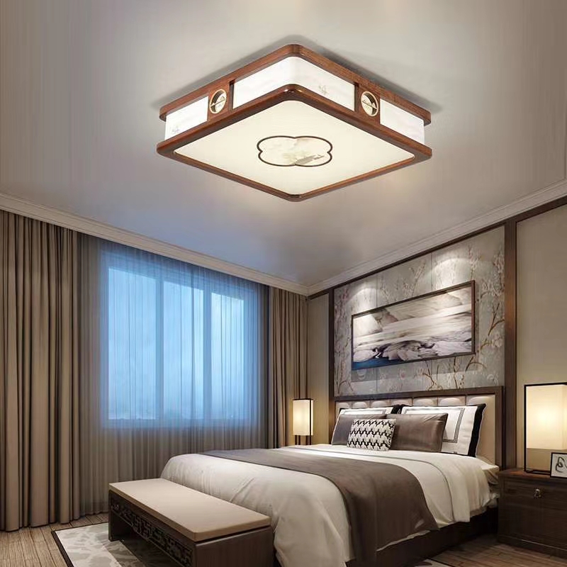 New Shabili Ceiling Light Solid Wood Tenon Joint Chinese Living Room Light Atmosphere Led Restaurant Light Chinese Lighting Package undefined