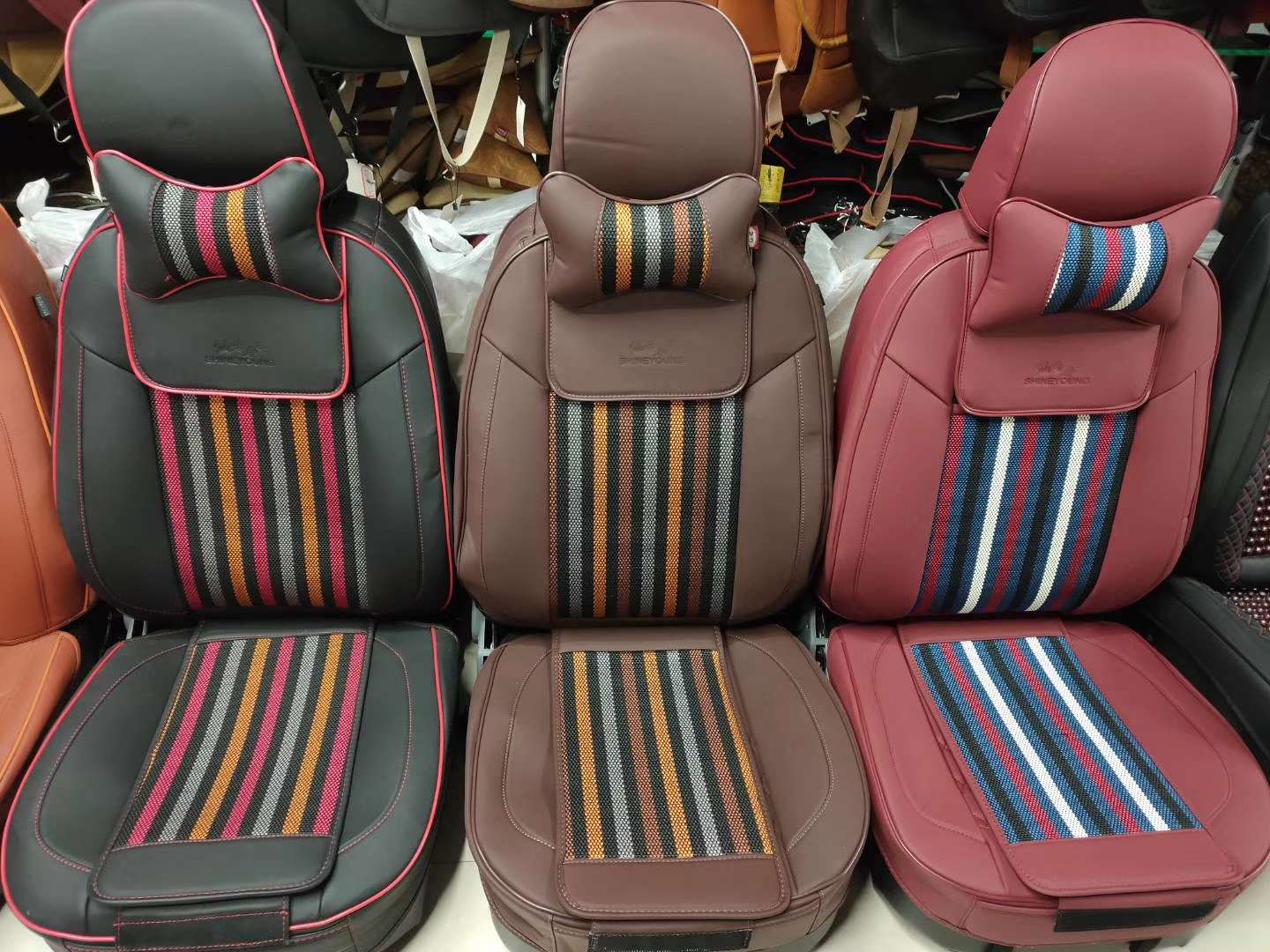 Coffee-colored dual-purpose seat cushion, 3D full surround seat cover, ice wire seat cushion full figure