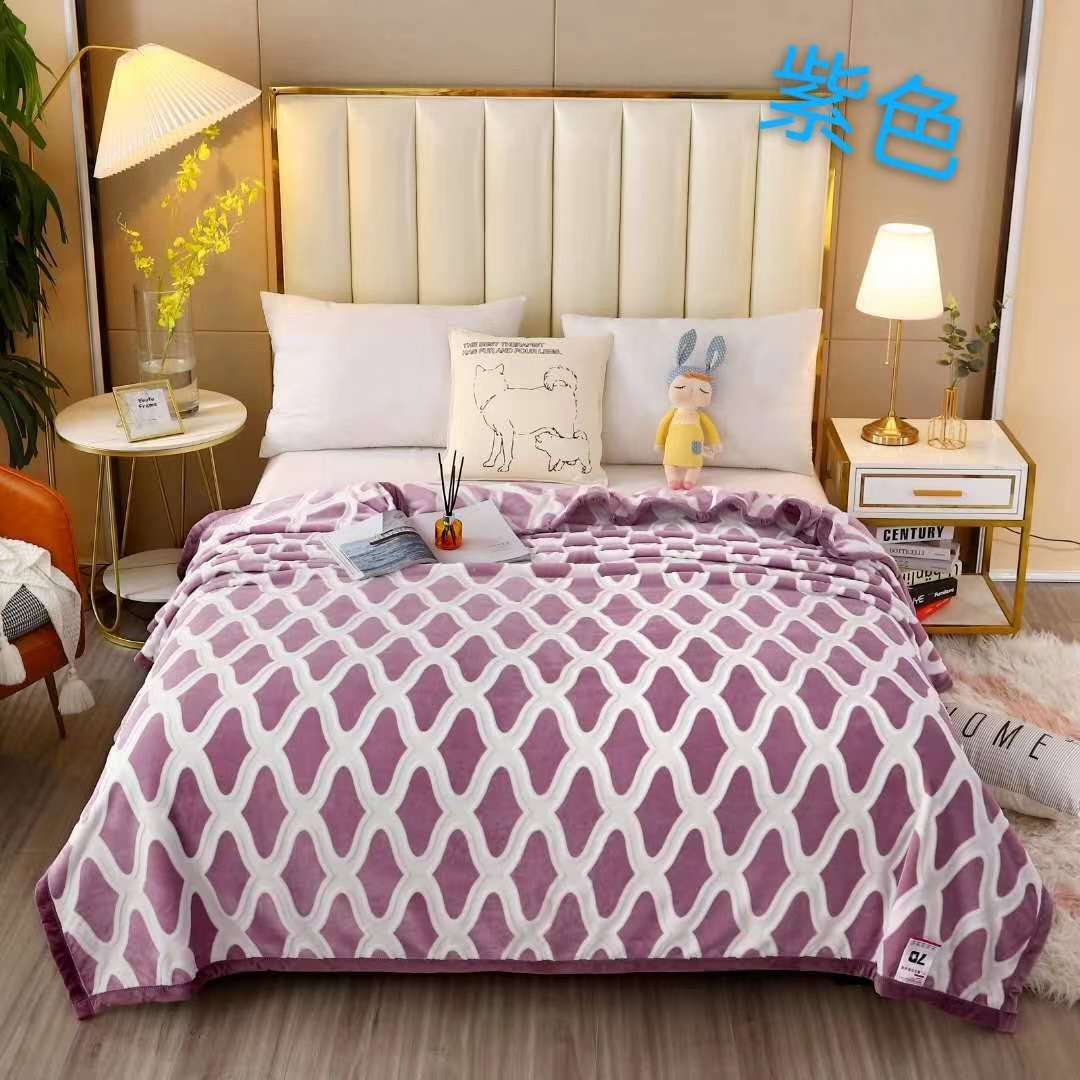 2020 Autumn/Winter New Plain Jacquard Cationic Single And Double Human Falai Fleece Blanket! undefined