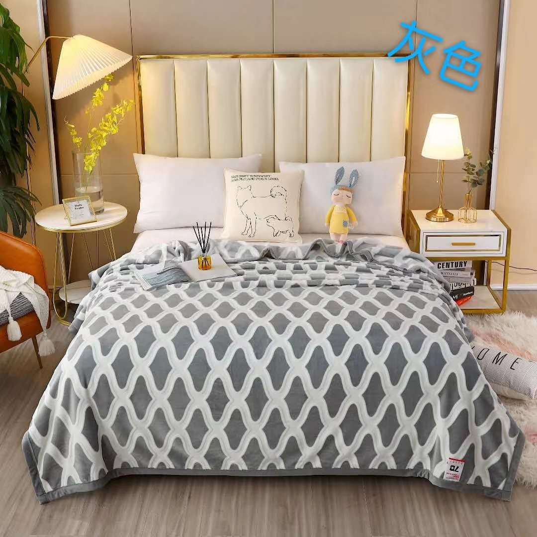 2020 Autumn/Winter New Plain Jacquard Cationic Single And Double Human Falai Fleece Blanket! undefined