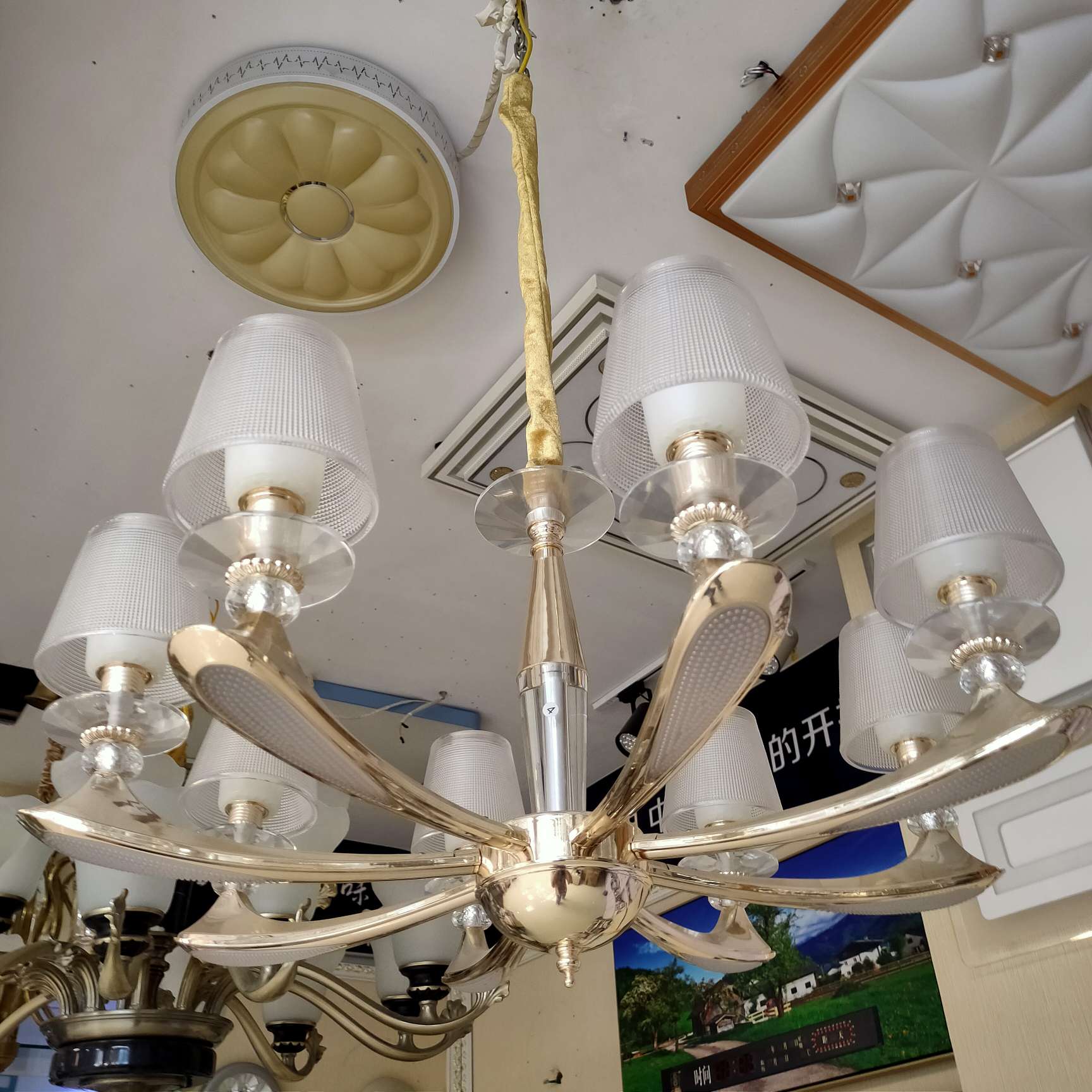 Nordic living room grand chandelier, simple and modern dining room lamp, grand and light luxury three-bedroom and two-living-room lighting package combination, grand bedroom lamp chandelier Specification image