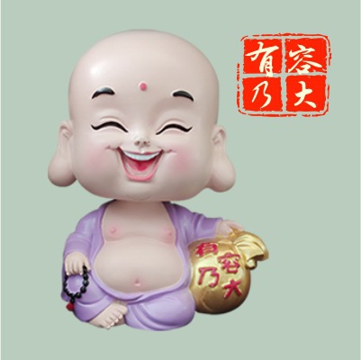 树脂工艺品有容乃大平安自在摇头弥勒佛汽车摆件详情图6