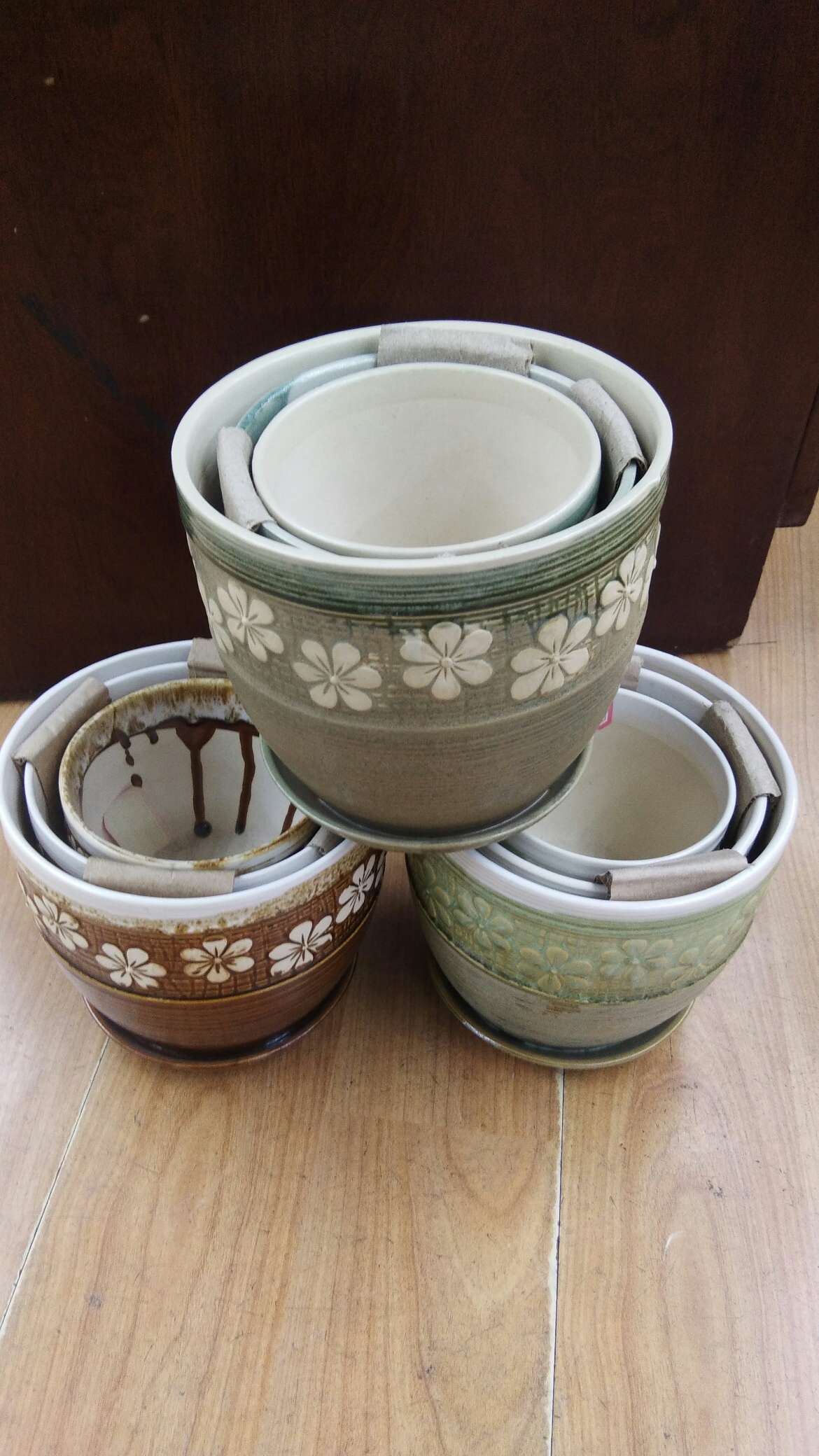 陶瓷工艺品花盆  小花盆 多肉花盆 摆件 小清新花盆 家居绿植花盆三件套 多色 0063