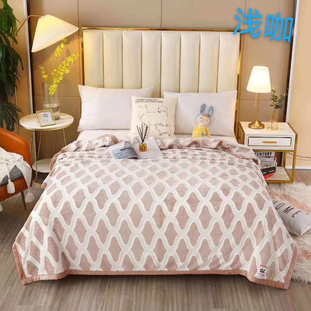 2020 Autumn/Winter New Plain Jacquard Cationic Single And Double Human Falai Fleece Blanket! undefined