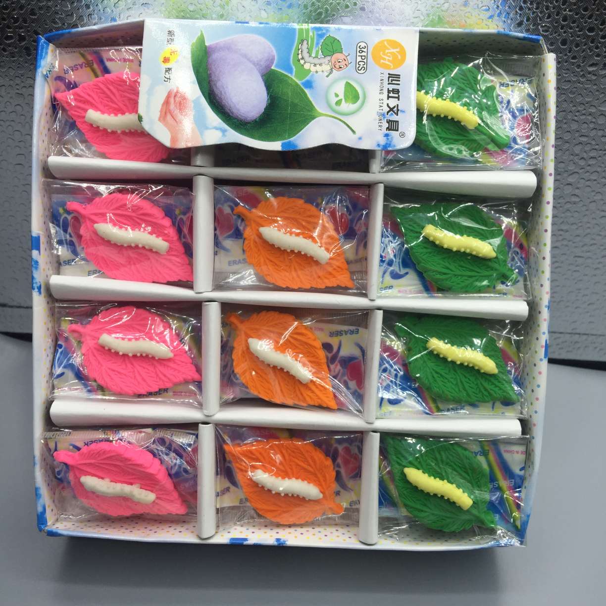 Cute cartoon creative combination of silkworm baby eraser Specification drawing