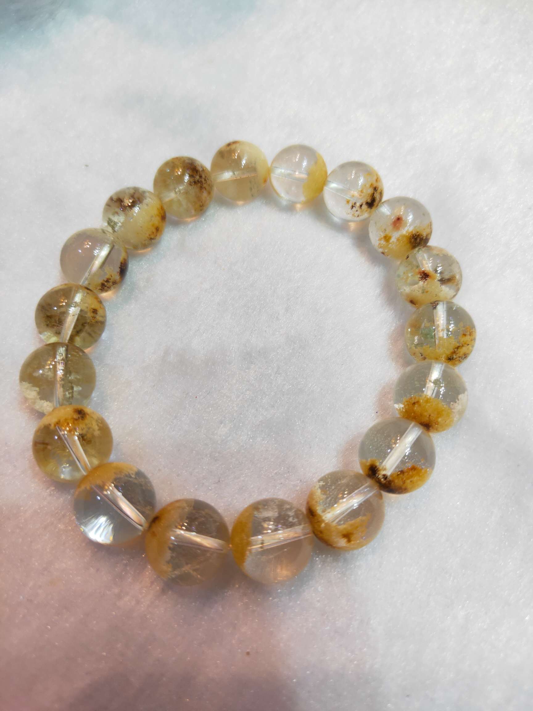 Brazil natural crystal white Ghost round beads bracelet thumbnail