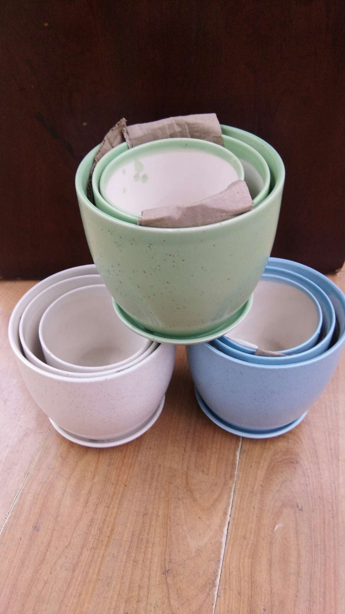 陶瓷工艺品花盆  小花盆 多肉花盆 摆件 小清新花盆 家居绿植花盆三件套多色 0095