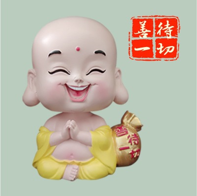 摇头弥勒佛/汽车摆件/树脂工艺品细节图
