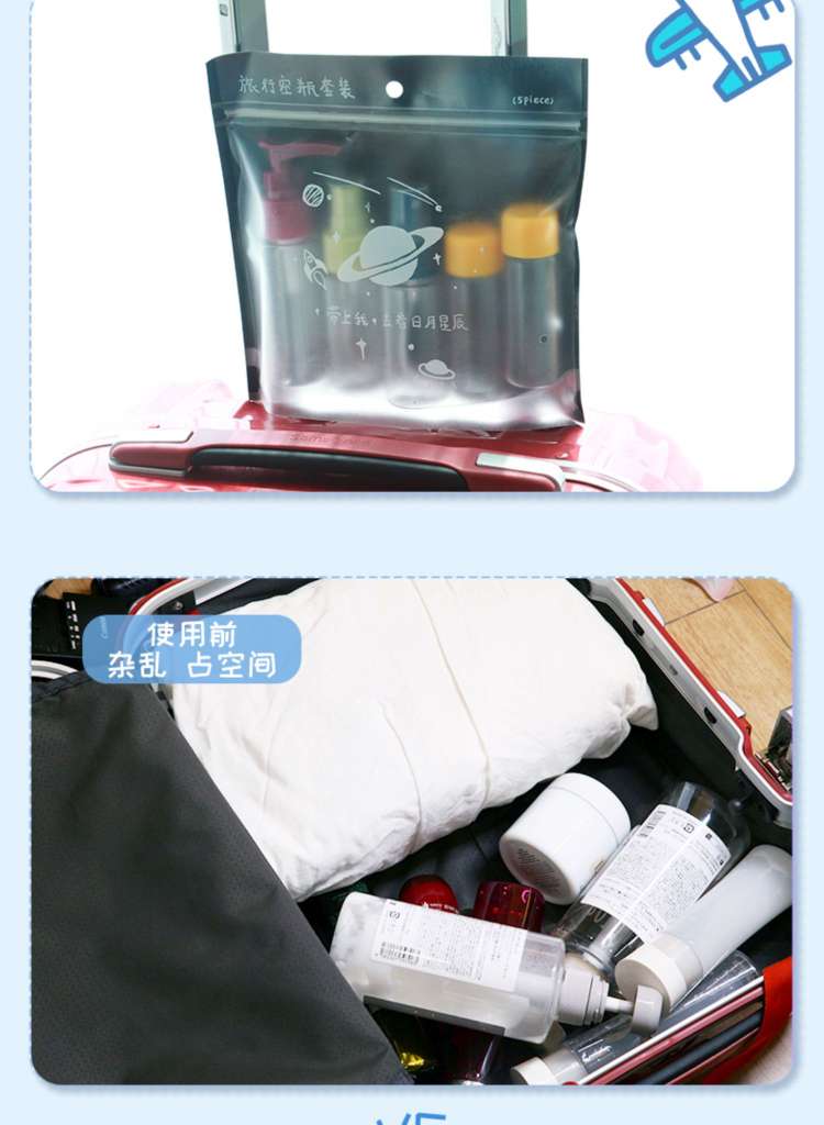 旅行套瓶5件套精华粉底液乳液分装瓶 厂家直销白底实物图