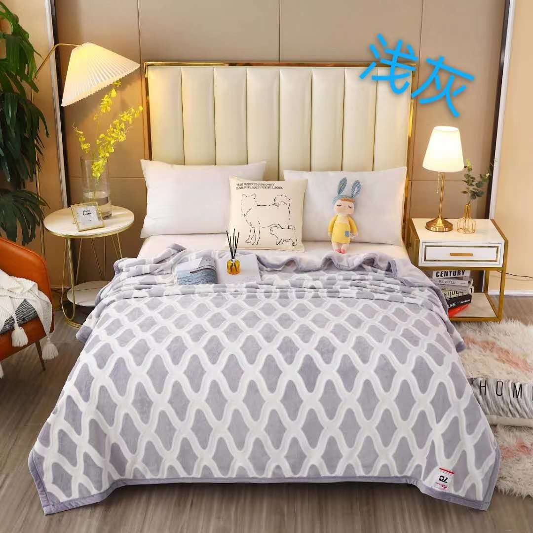 2020 Autumn/Winter New Plain Jacquard Cationic Single And Double Human Falai Fleece Blanket! details Picture