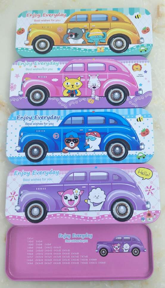 Double deck car cartoon pen box, like you can consult customer service