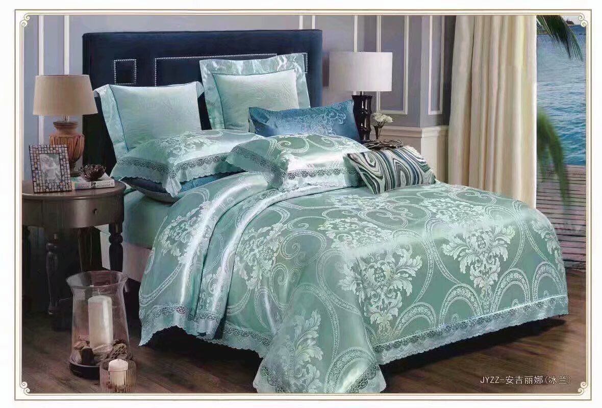 Jacquard sateen 4-piece green set thumbnail