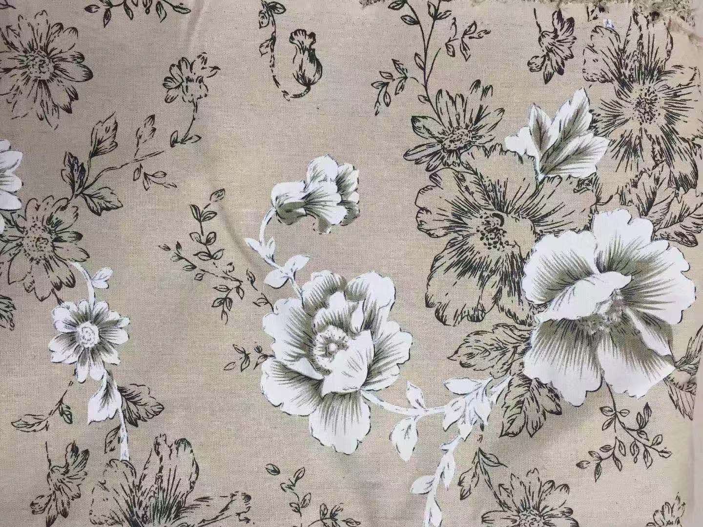 Big black peony printed linen cotton and linen printed curtain pillow cushion printed linen luggage fabric processing DIY fabric thumbnail