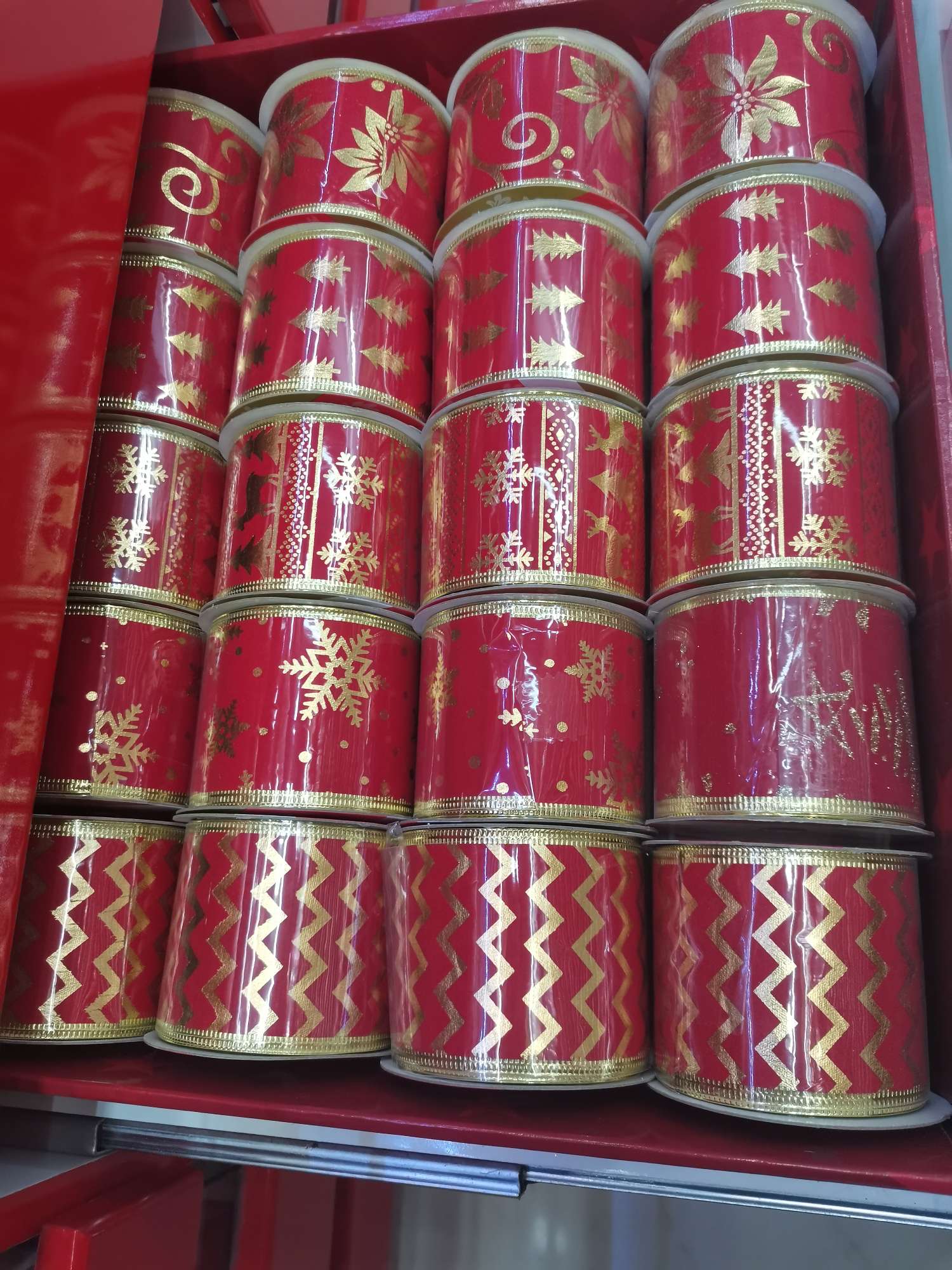 6.3CM*3 size flocked gold-embossed ribbon