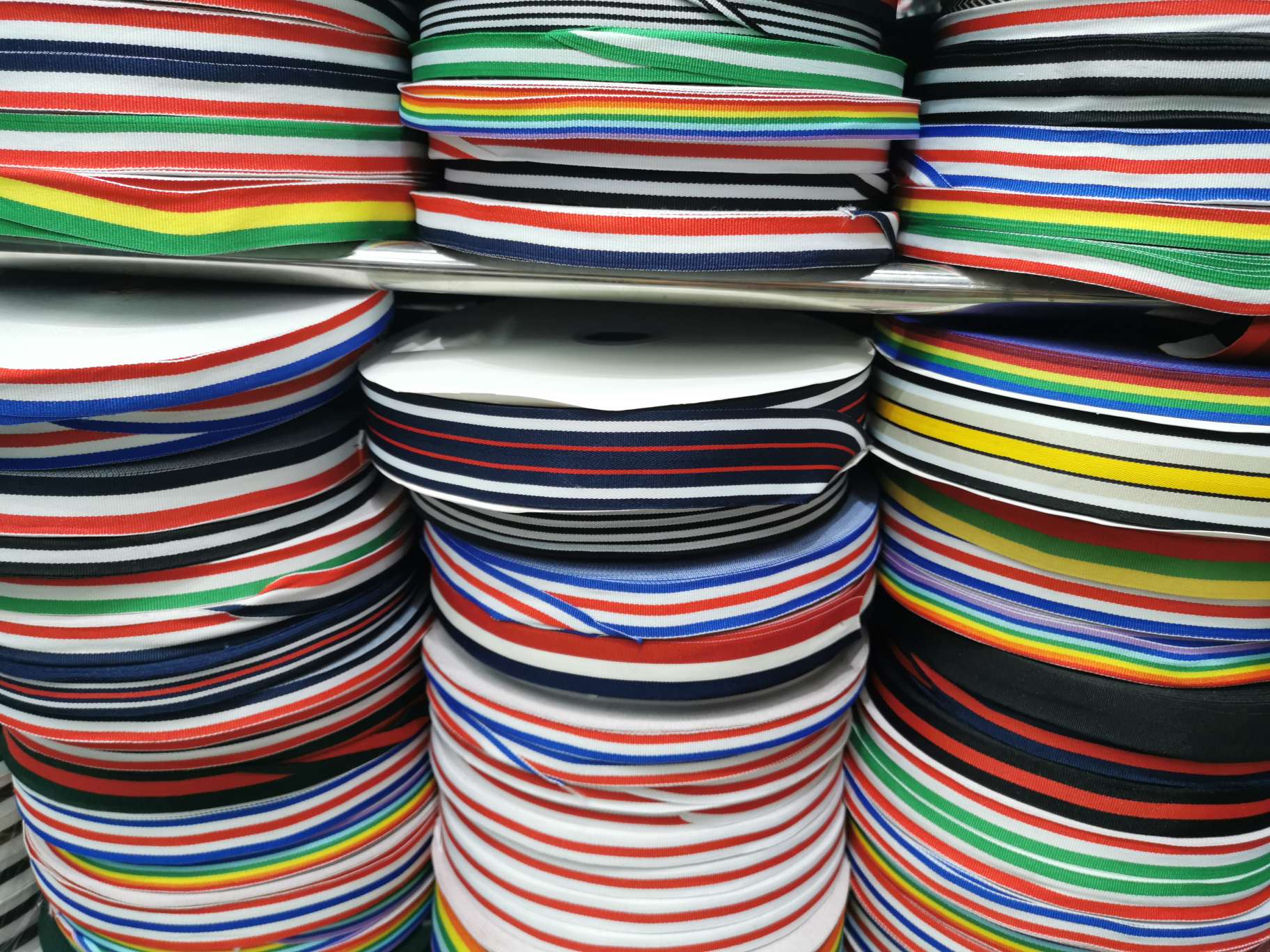 1-2.5 cm polyester webbing, striped webbing, colored webbing, ribbed webbing, edge wrapping decorative webbing in stock