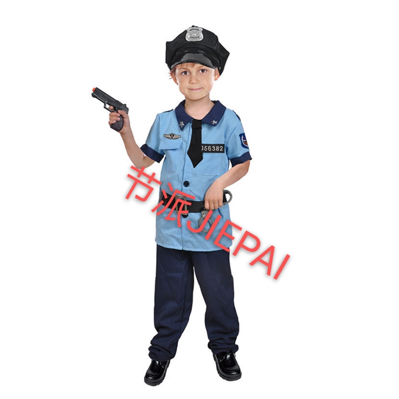 警察服装儿童派对道具服舞台服批发图